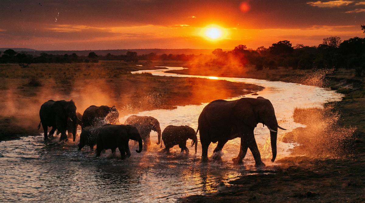 黄色仓库非洲象群视频